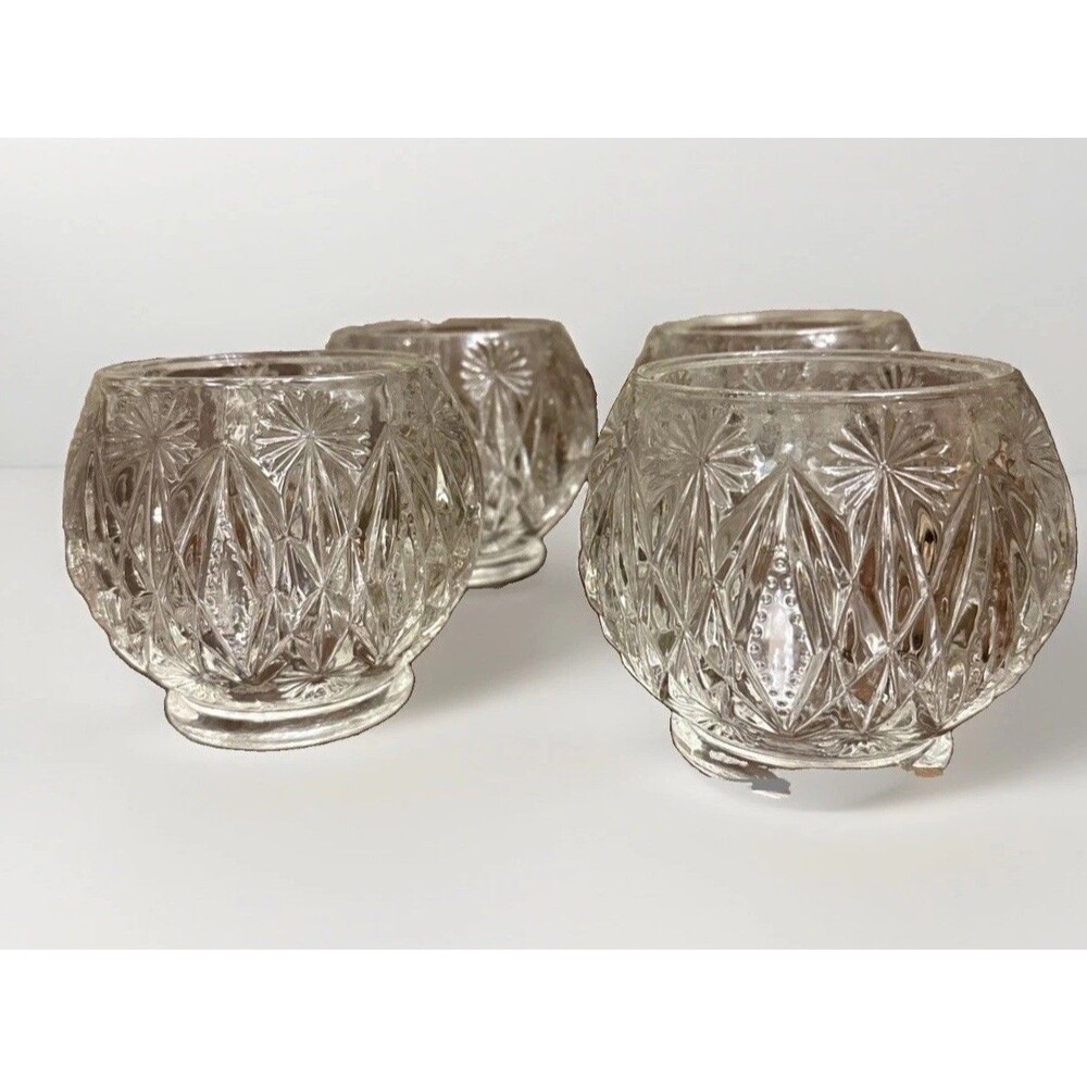VINTAGE AVON GLOW STARBURST & DIAMOND CRYSTAL GLASS CANDLE HOLDER